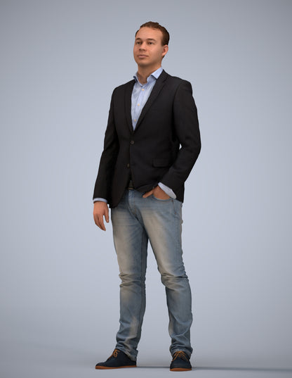 3D people model man business, scanned human for 3ds Max rendering