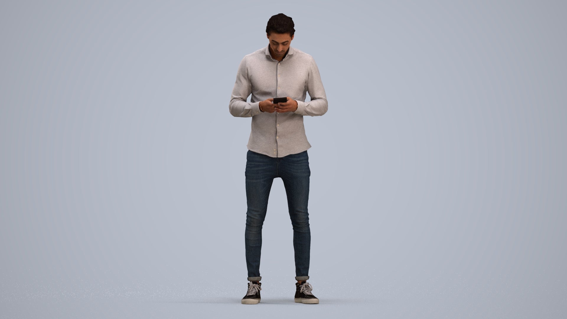 3D people model man casual standing, scanned human for 3ds Max rendering, standing pose render