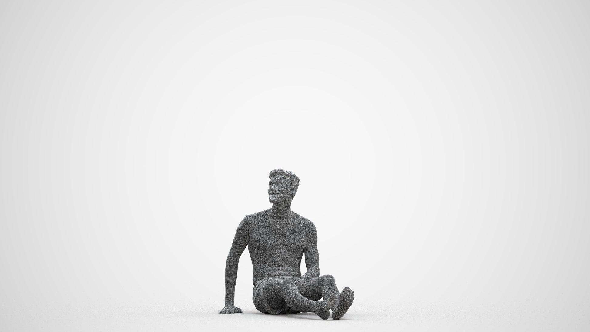 3D people model man pool, scanned human for 3ds Max rendering, three-quarter front view render