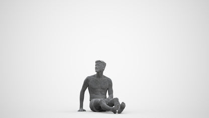 3D people model man pool, scanned human for 3ds Max rendering, three-quarter front view render