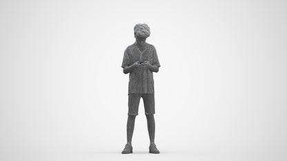 realistic 3D human boy casual kids, archviz people FBX OBJ for Blender, three-quarter front view render