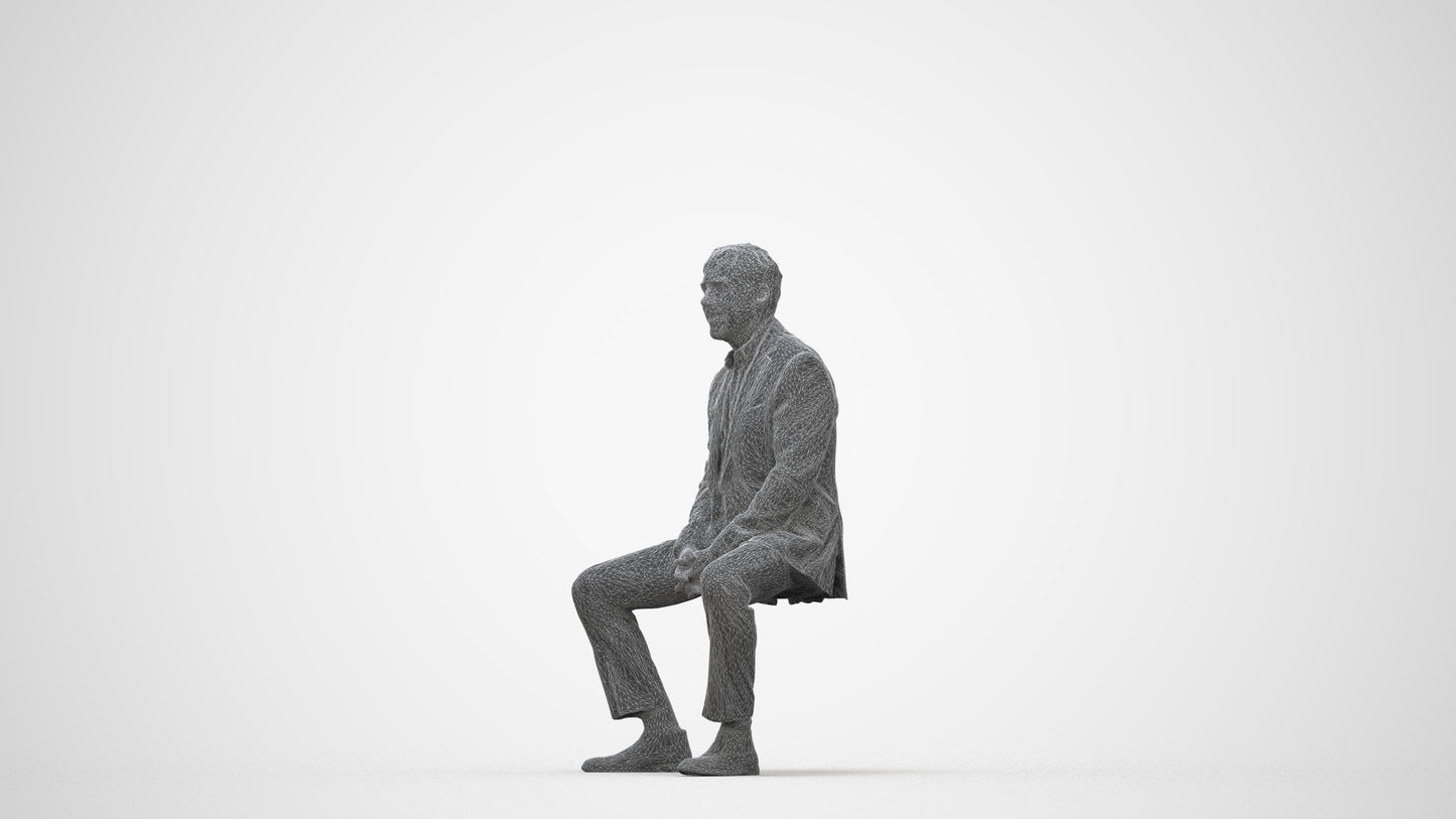 realistic 3D human man business, archviz people FBX OBJ for Blender, wireframe back view