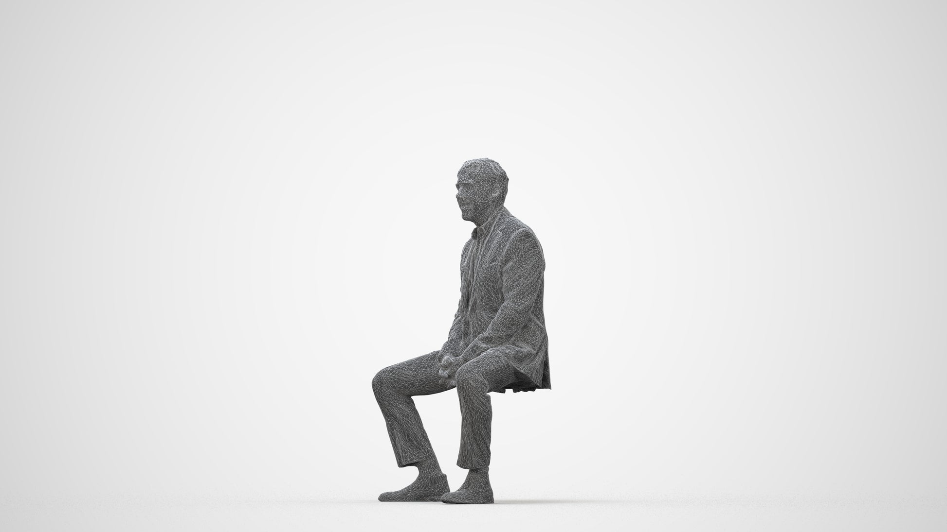 realistic 3D human man business, archviz people FBX OBJ for Blender, wireframe back view