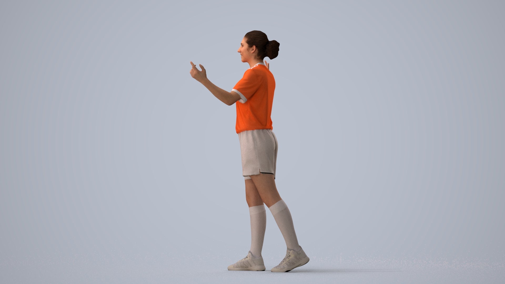 scanned 3D woman sport, photogrammetry people for Enscape and V-Ray, three-quarter view render