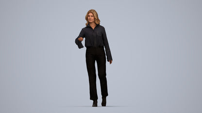 3D scanned woman door business, photorealistic archviz people for Enscape and SketchUp, top-down view render