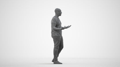 photogrammetry 3D man casual standing, realistic human model archviz FBX, wireframe side view