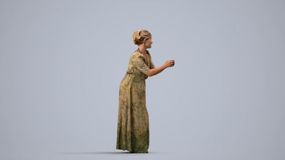 3D people model woman casual standing, scanned human for 3ds Max rendering, side view render