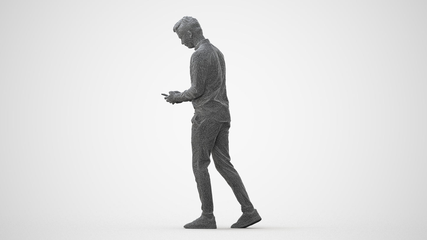 realistic 3D man casual walking, scanned archviz people for Blender and 3ds Max, square thumbnail