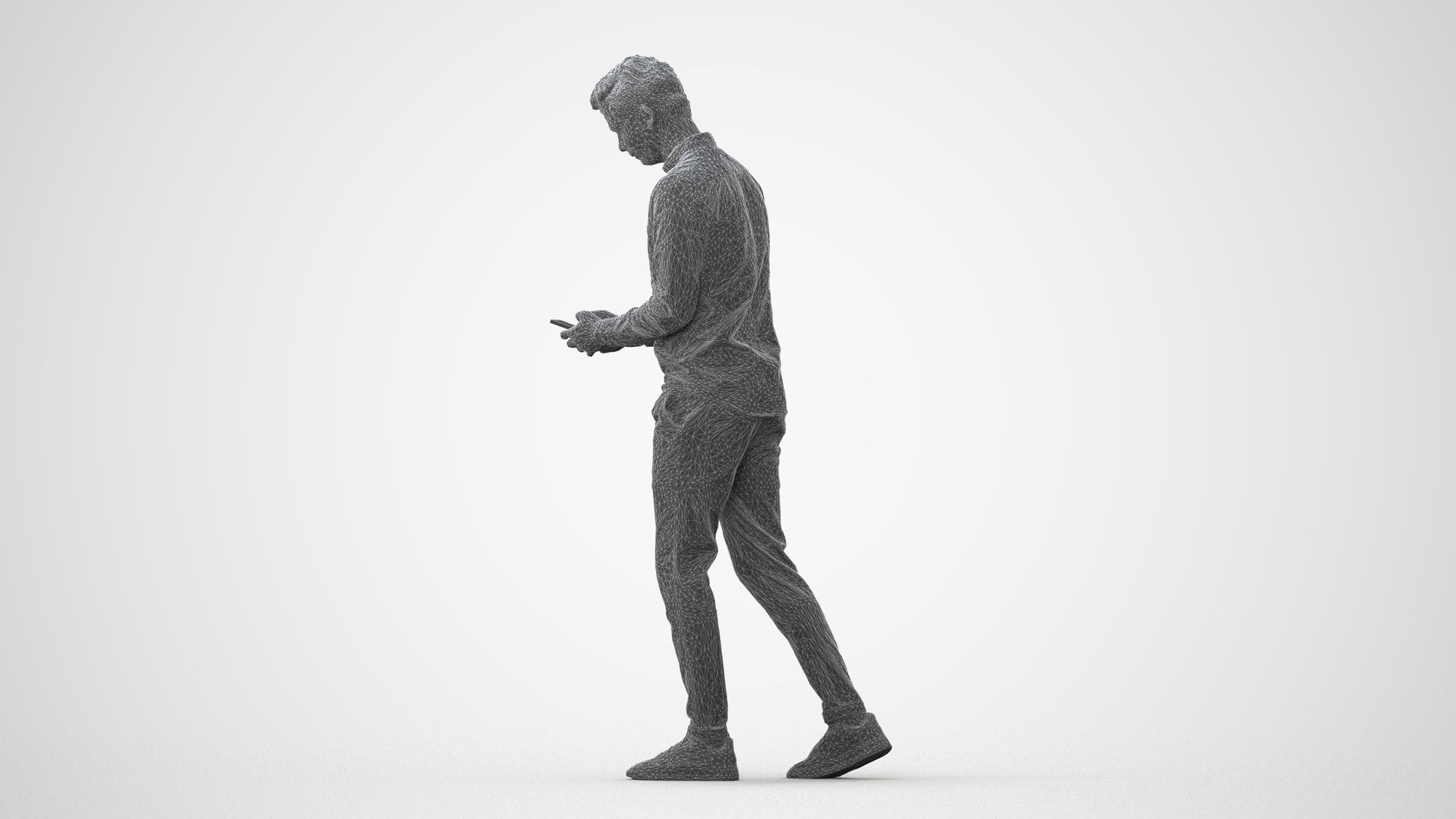 realistic 3D man casual walking, scanned archviz people for Blender and 3ds Max, square thumbnail