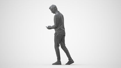 realistic 3D man casual walking, scanned archviz people for Blender and 3ds Max, square thumbnail