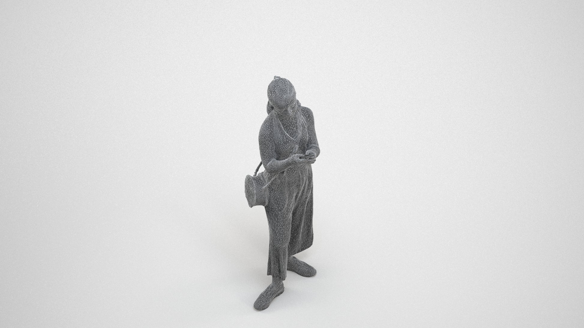 realistic 3D people girl casual kids, render-ready for V-Ray and Corona, FBX OBJ, wireframe three-quarter view