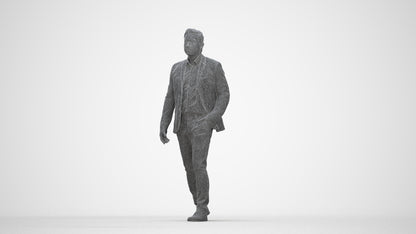 photogrammetry 3D man business, realistic human model archviz FBX, wireframe back view