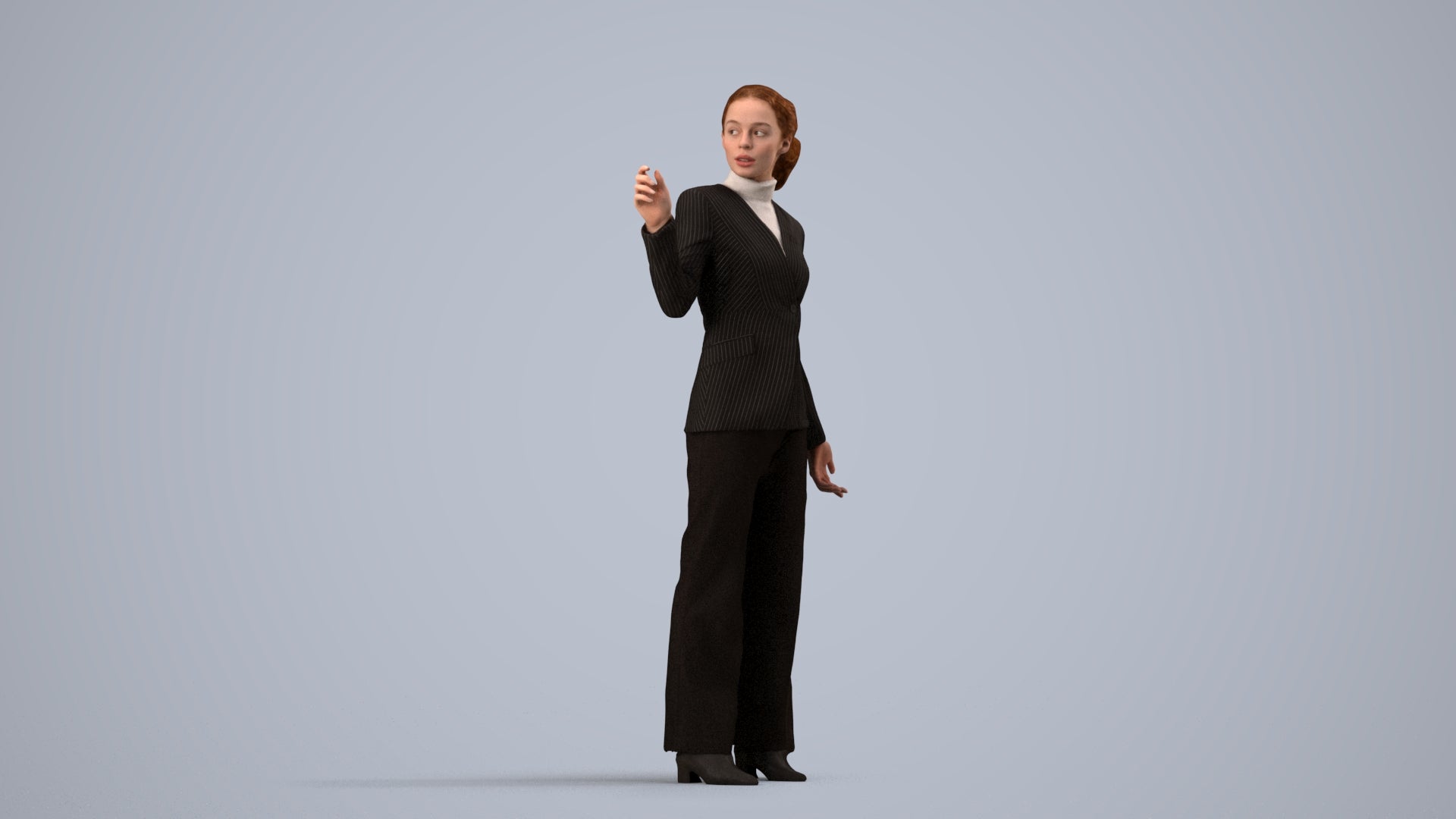 realistic 3D woman business, scanned archviz people for Blender and 3ds Max, side view render