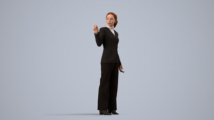 realistic 3D woman business, scanned archviz people for Blender and 3ds Max, side view render