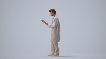 photogrammetry 3D man standing, realistic human model archviz FBX, three-quarter view render