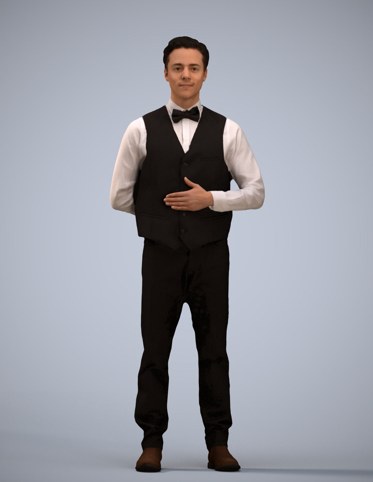 scanned 3D man hospitality, photogrammetry people for Enscape and V-Ray