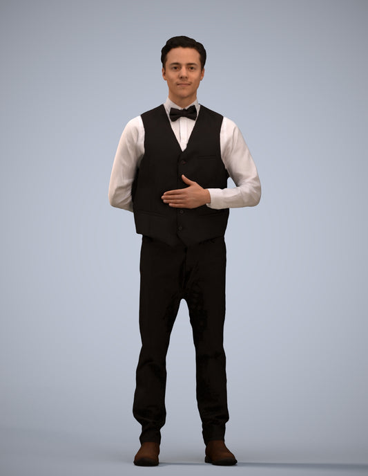 scanned 3D man hospitality, photogrammetry people for Enscape and V-Ray