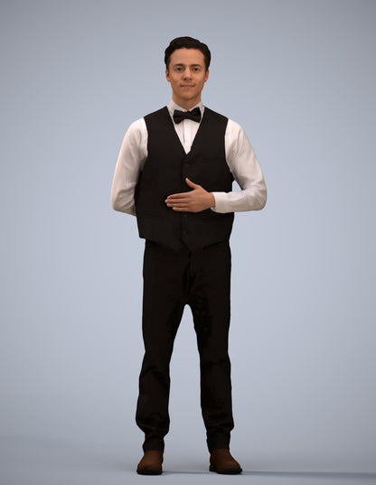 scanned 3D man hospitality, photogrammetry people for Enscape and V-Ray