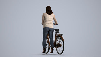 realistic 3D woman casual shopping, scanned archviz people for Blender and 3ds Max, front view render