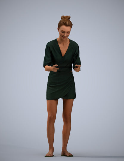 realistic 3D woman casual standing, scanned archviz people for Blender and 3ds Max