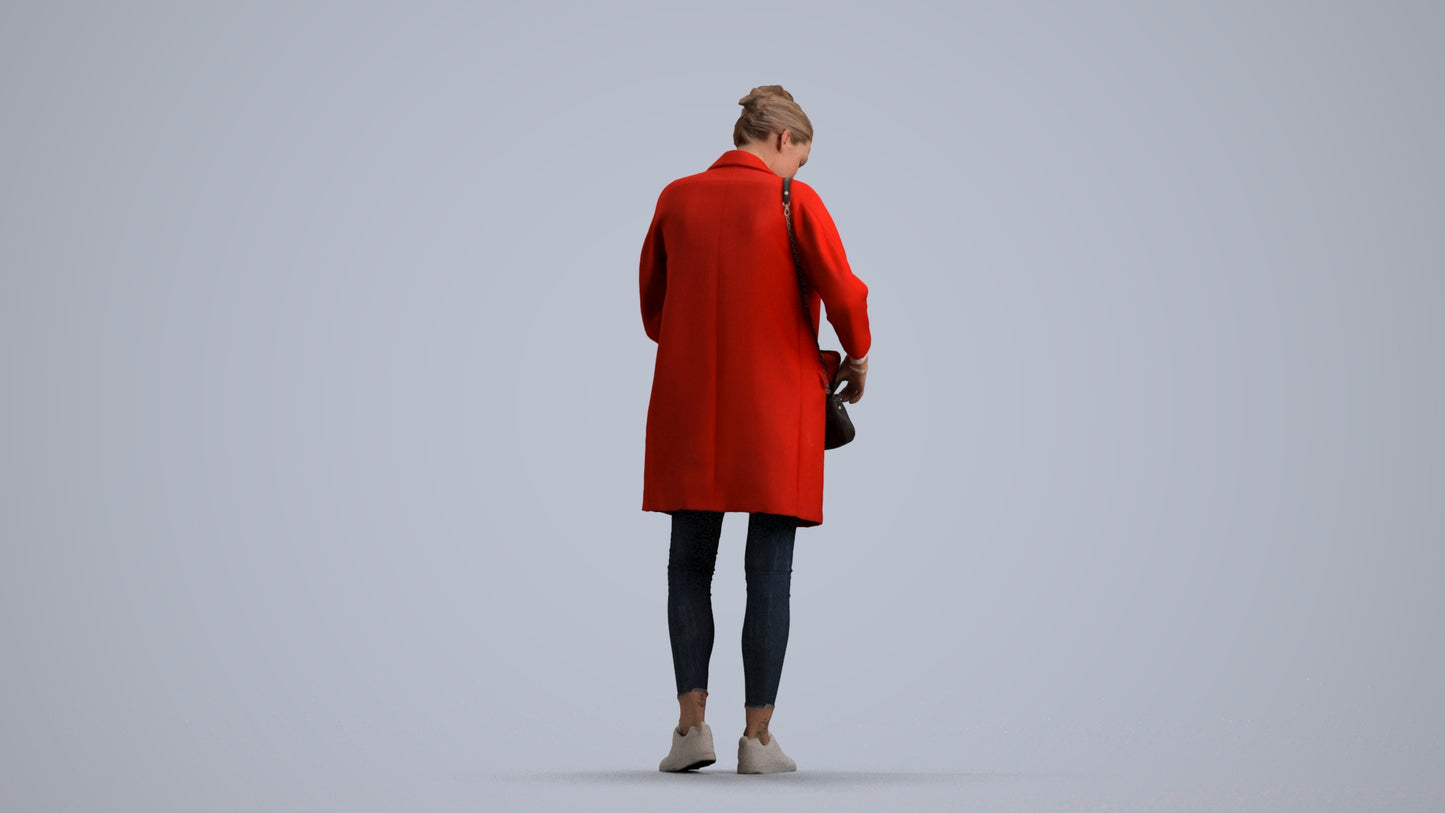 3D people model woman casual standing, scanned human for 3ds Max rendering, front view render
