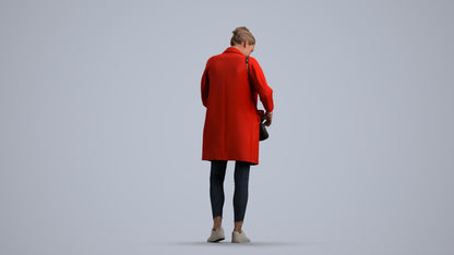 3D people model woman casual standing, scanned human for 3ds Max rendering, front view render