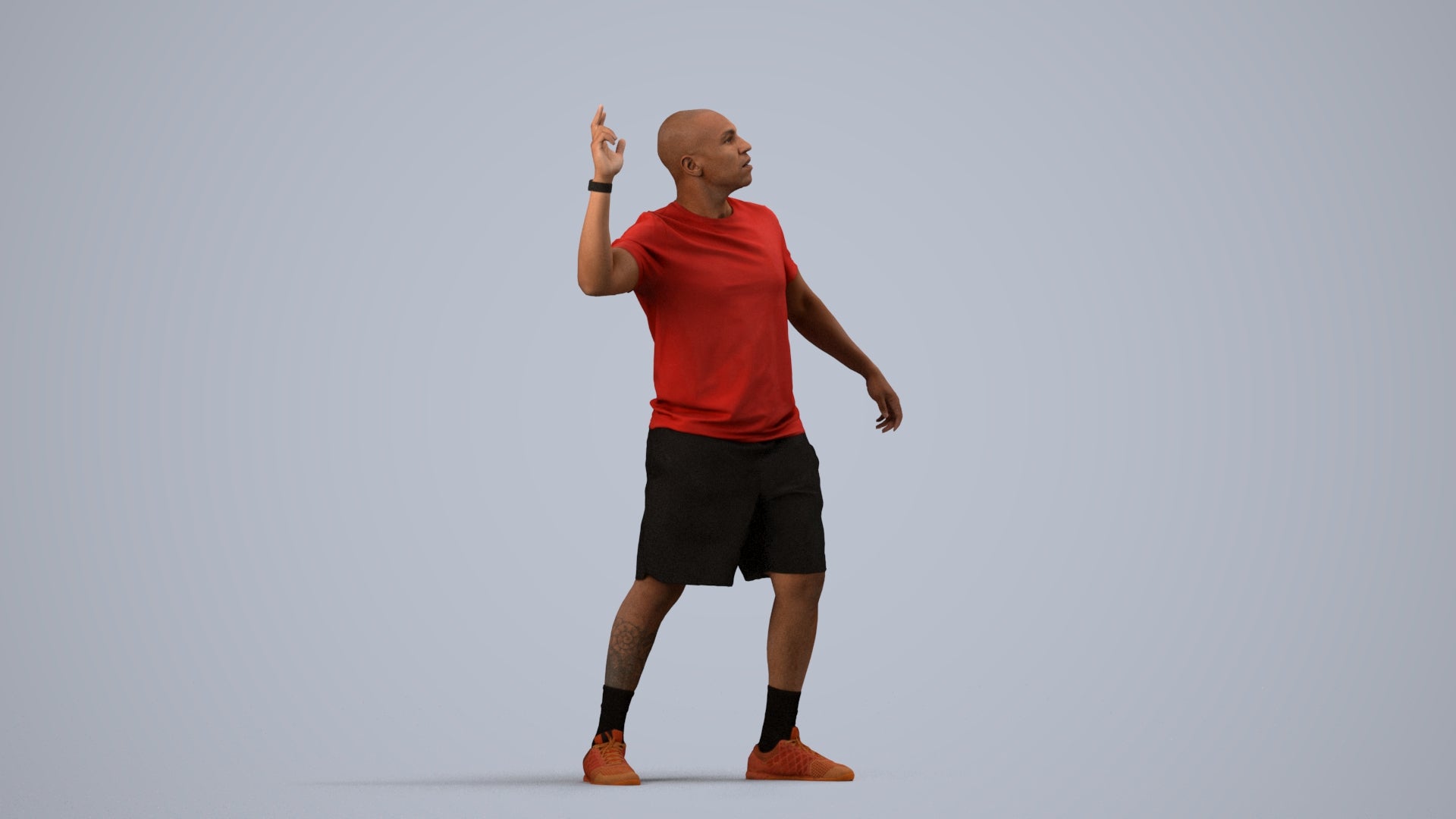 photogrammetry 3D man sport, realistic human model archviz FBX, side view render