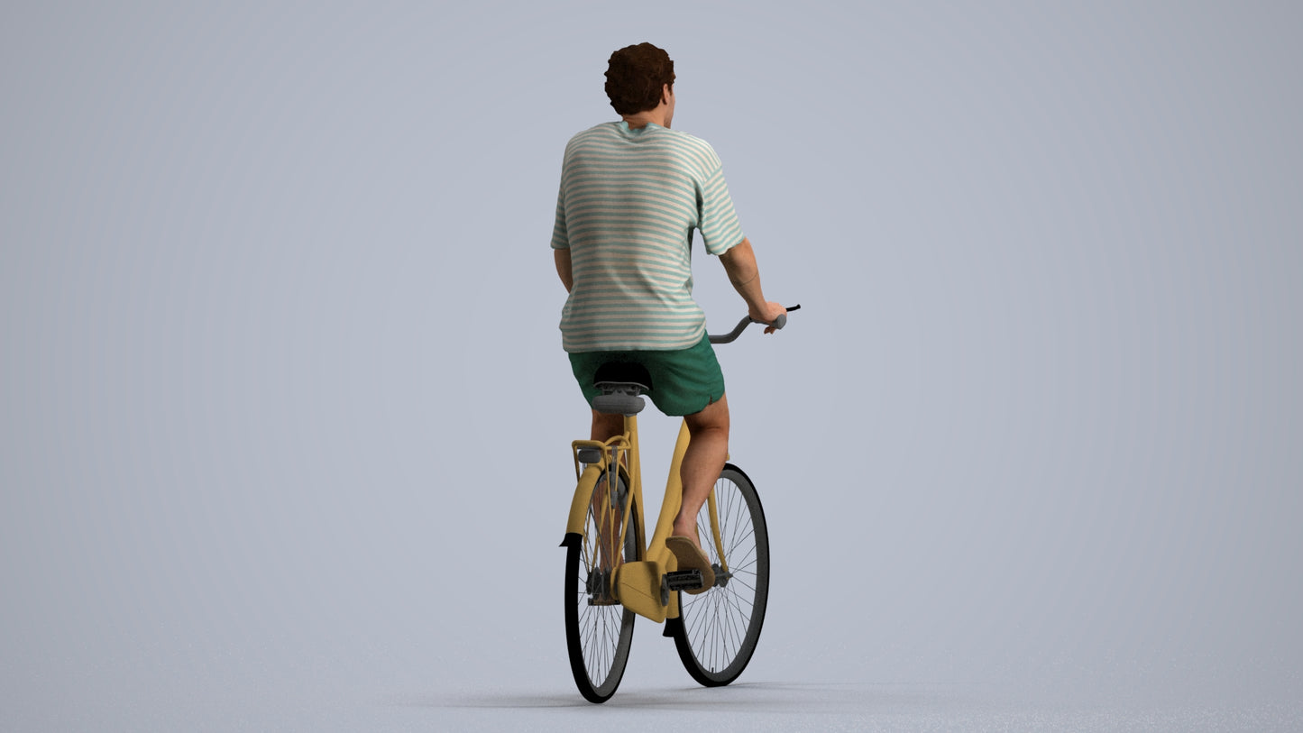 3D people model woman casual cycling, scanned human for 3ds Max rendering, front view render