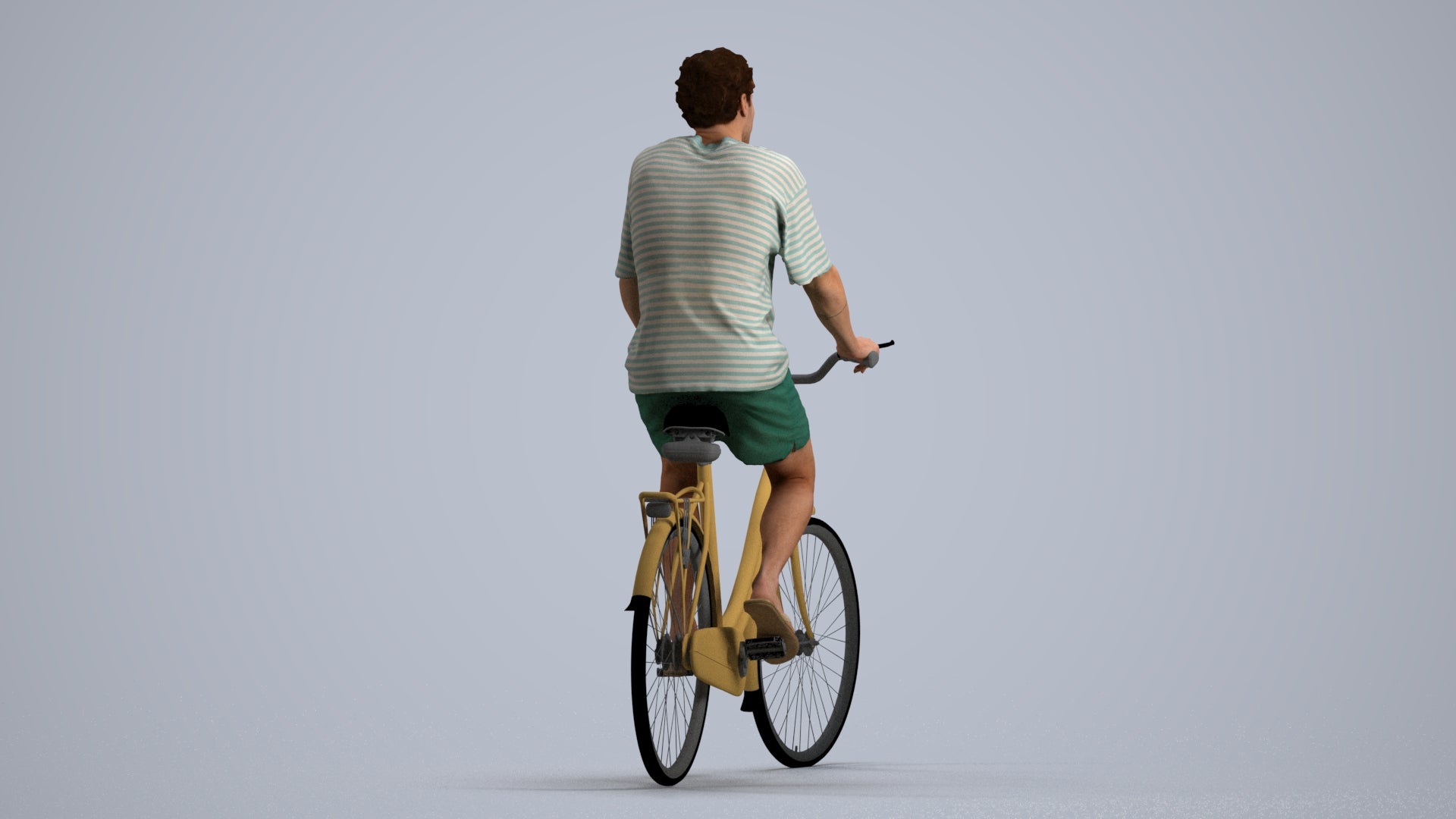 3D people model woman casual cycling, scanned human for 3ds Max rendering, front view render