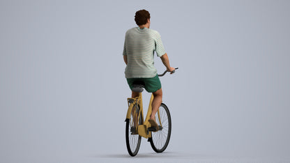 3D people model woman casual cycling, scanned human for 3ds Max rendering, front view render