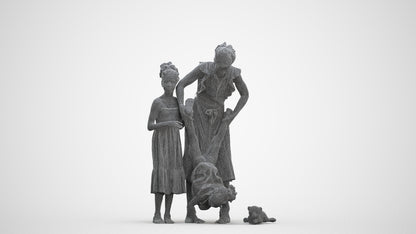 3D human model girl casual kids, photogrammetry scanned person for archviz, three-quarter front view render