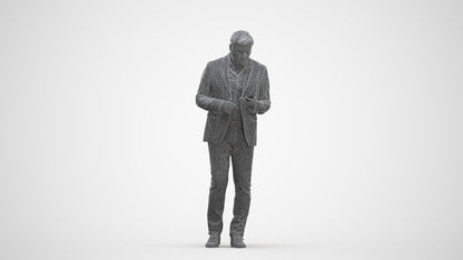 scanned 3D man business standing, photogrammetry people for Enscape and V-Ray, three-quarter front view render