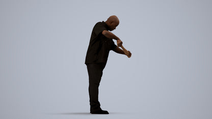 photogrammetry 3D man hospitality, realistic human model archviz FBX, side view render