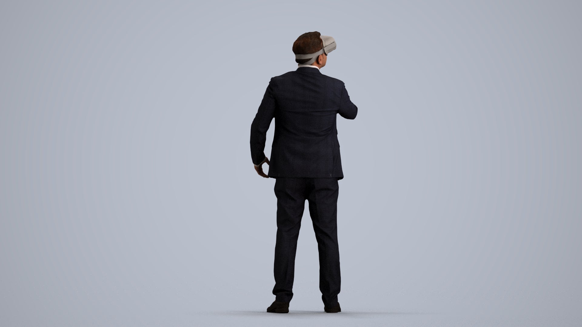 realistic 3D human man business standing, archviz people FBX OBJ for Blender, front view render