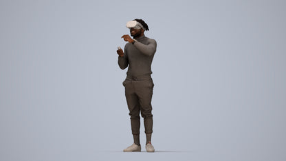 3D people model man casual standing, scanned human for 3ds Max rendering, top-down view render