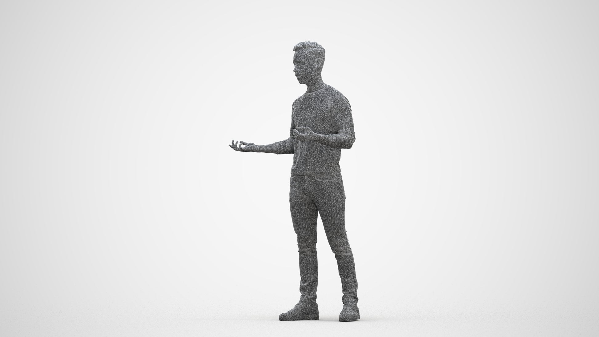 realistic 3D man casual standing, scanned archviz people for Blender and 3ds Max, three-quarter front view render