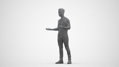realistic 3D man casual standing, scanned archviz people for Blender and 3ds Max, three-quarter front view render