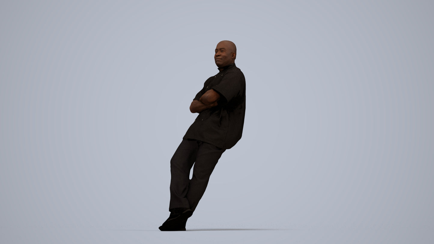 3D scanned man hospitality, photorealistic archviz people for Enscape and SketchUp, top-down view render