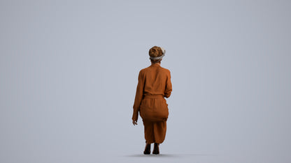 photogrammetry 3D woman casual sitting, realistic human model archviz FBX, front view render