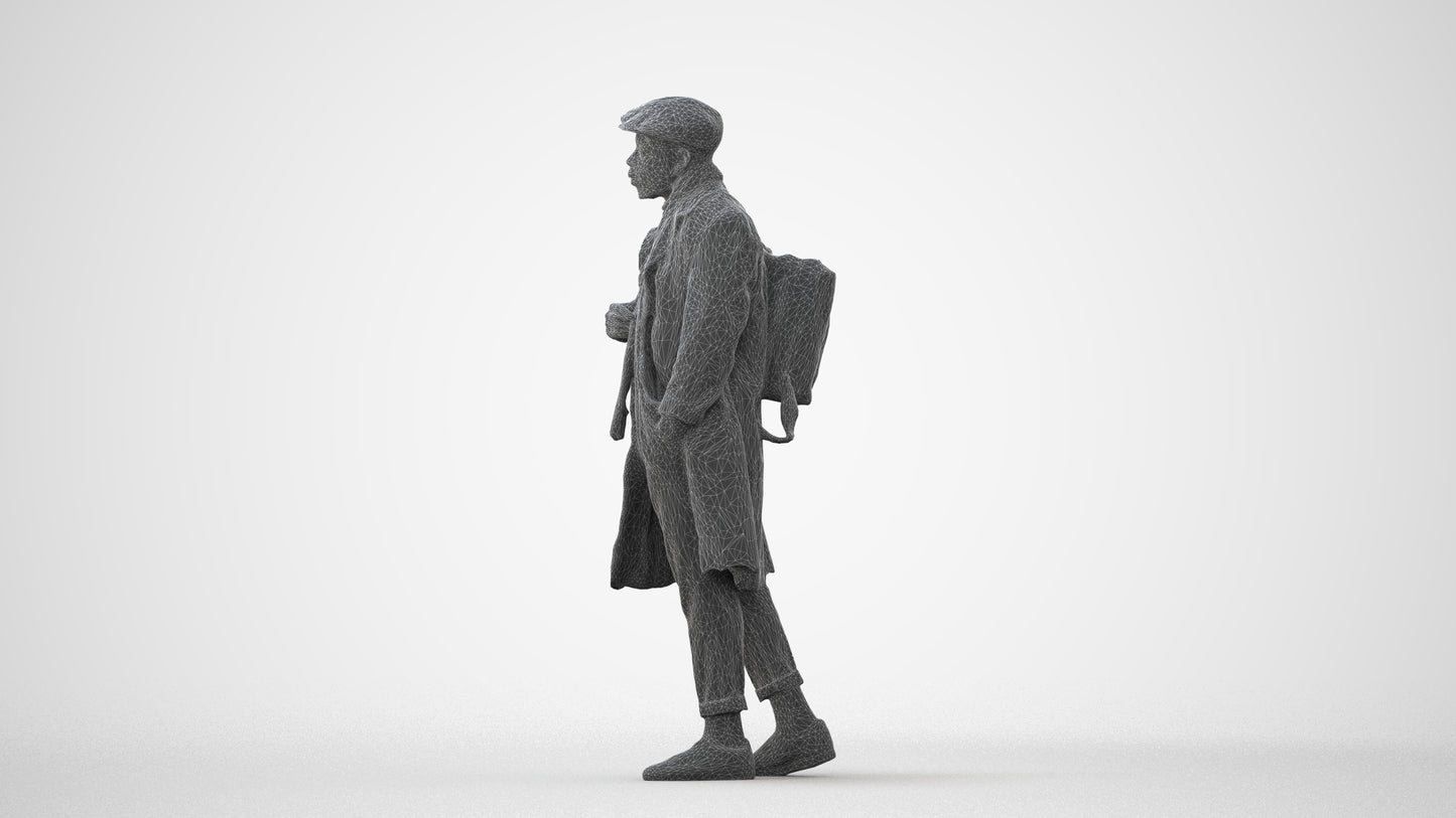 3D human model man casual walking, photogrammetry scanned person for archviz, square thumbnail