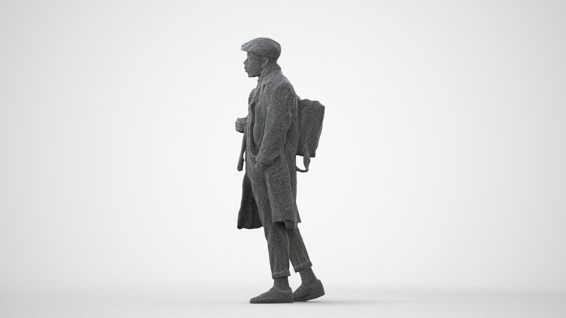 3D human model man casual walking, photogrammetry scanned person for archviz, square thumbnail