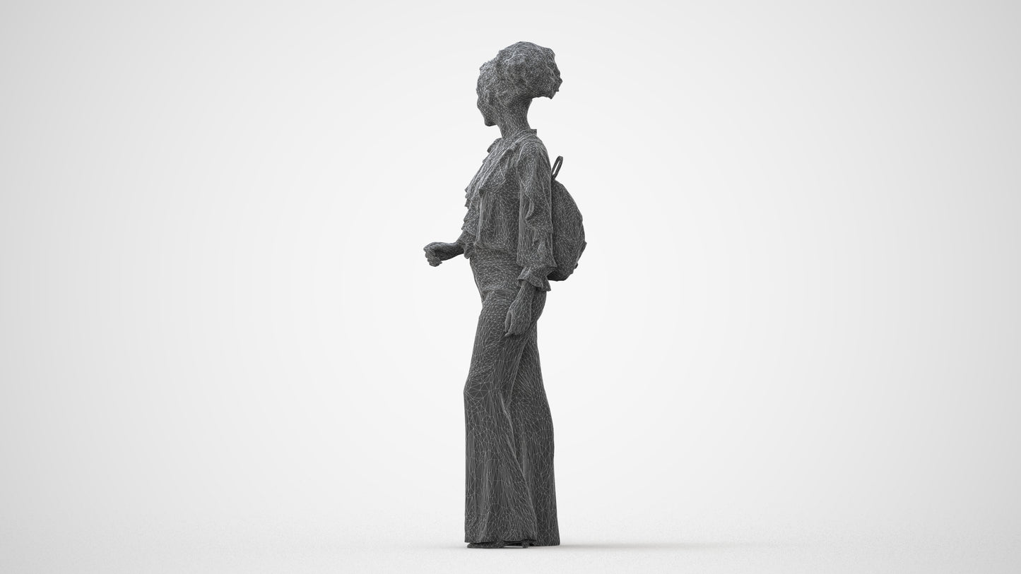 scanned 3D woman casual standing, photogrammetry people for Enscape and V-Ray, square thumbnail