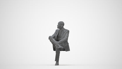 3D people model man business, scanned human for 3ds Max rendering, wireframe back view