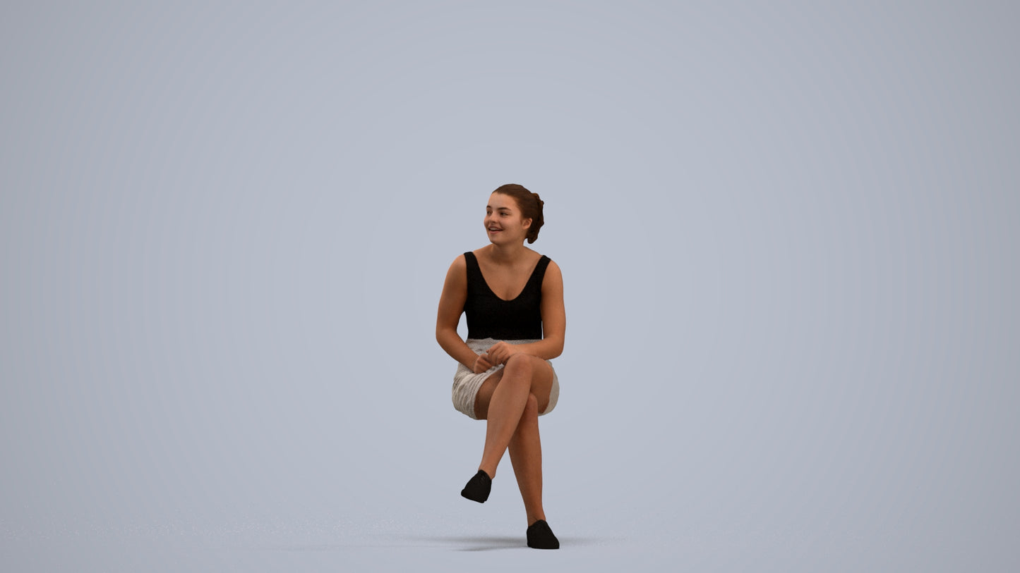 realistic 3D human girl casual kids, archviz people FBX OBJ for Blender, standing pose render