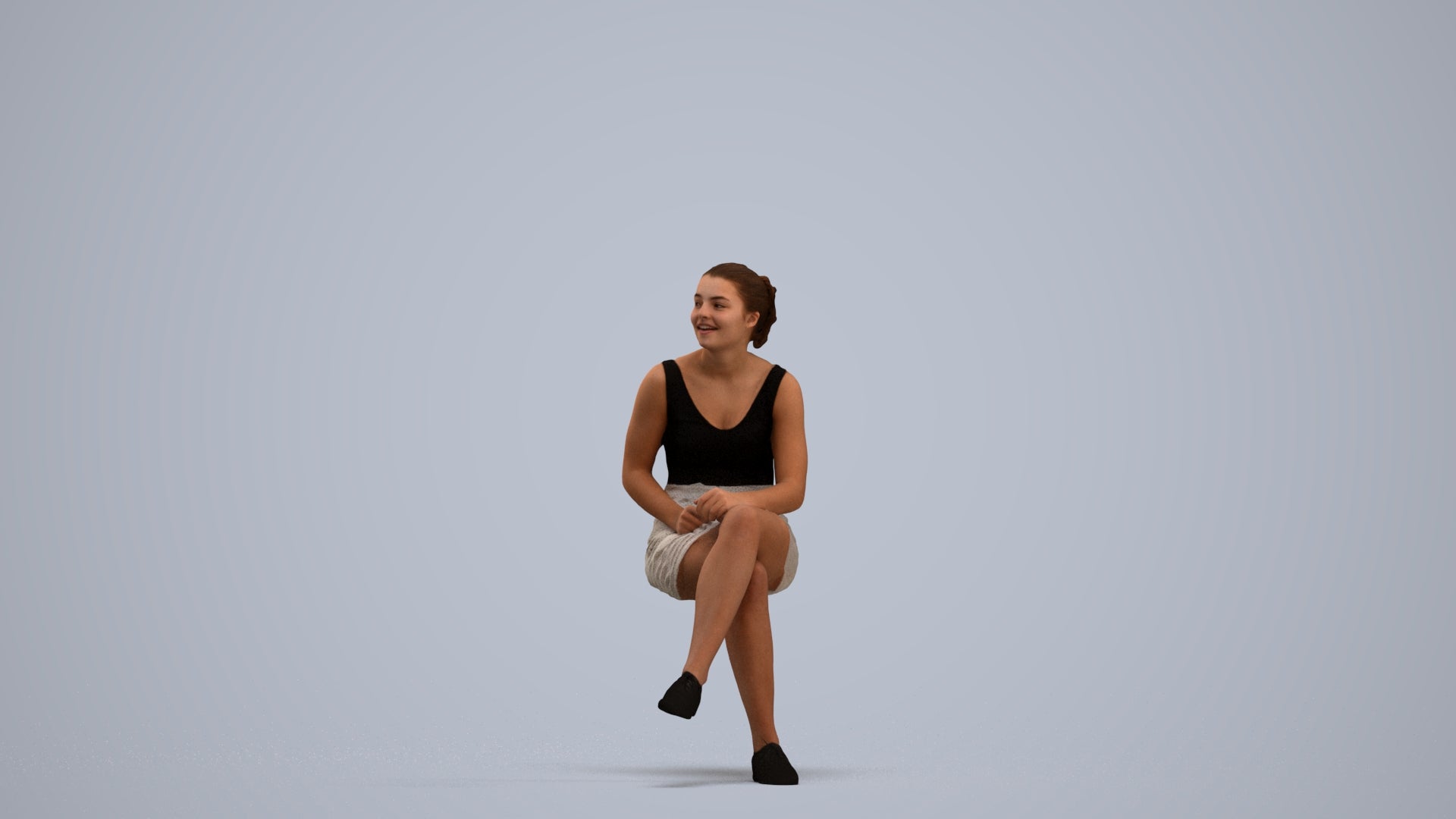 realistic 3D human girl casual kids, archviz people FBX OBJ for Blender, standing pose render