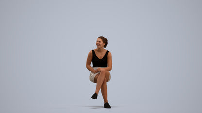 realistic 3D human girl casual kids, archviz people FBX OBJ for Blender, standing pose render