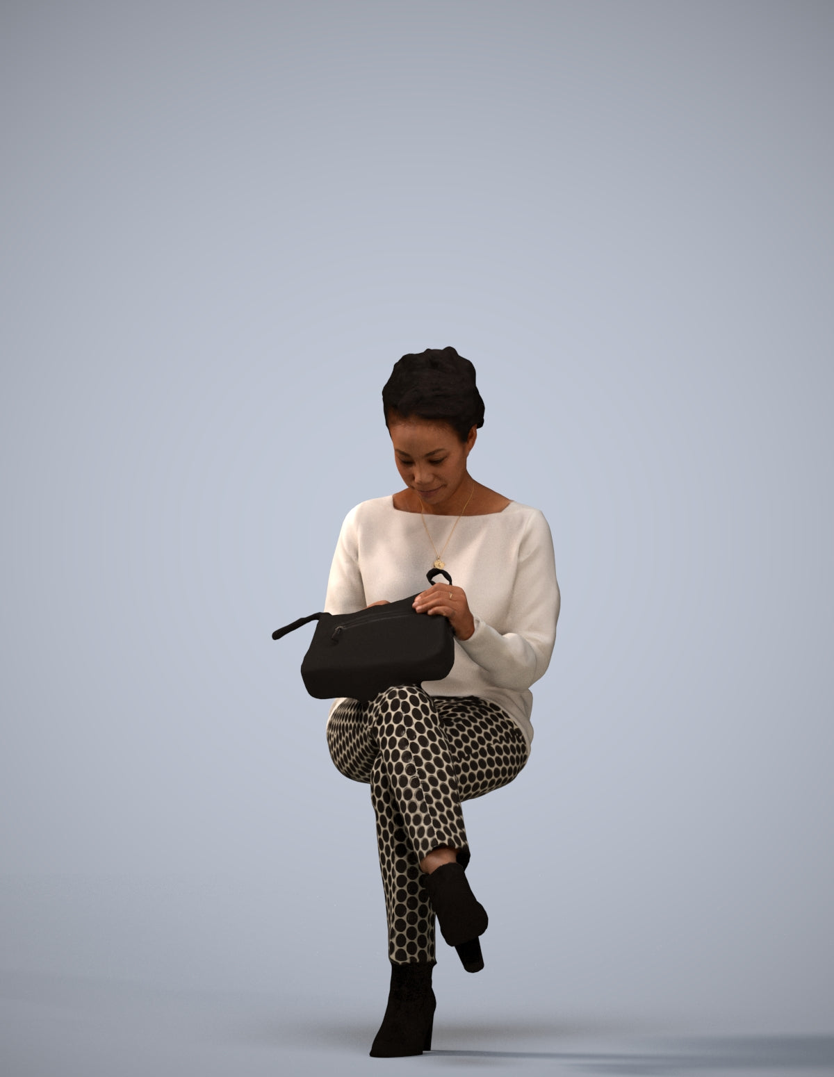 scanned 3D woman casual kids, photogrammetry people for Enscape and V-Ray