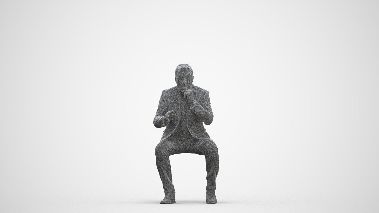 3D people model man business, scanned human for 3ds Max rendering, three-quarter front view render