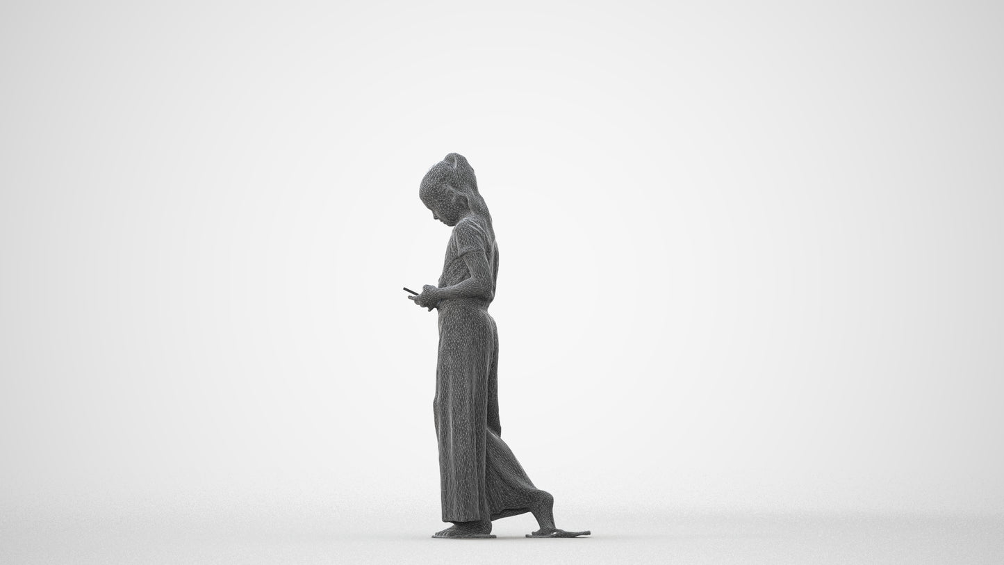 3D human model woman casual kids, photogrammetry scanned person for archviz, square thumbnail