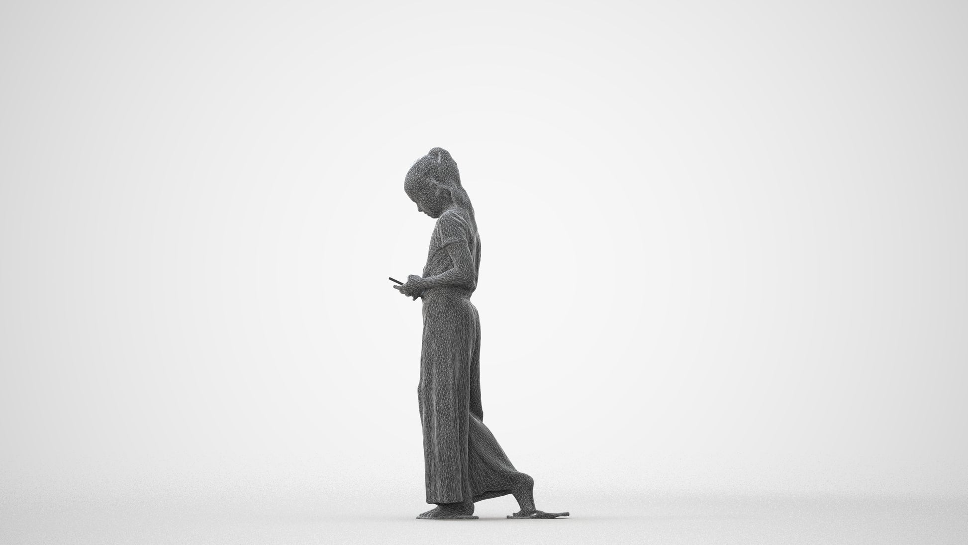 3D human model woman casual kids, photogrammetry scanned person for archviz, square thumbnail